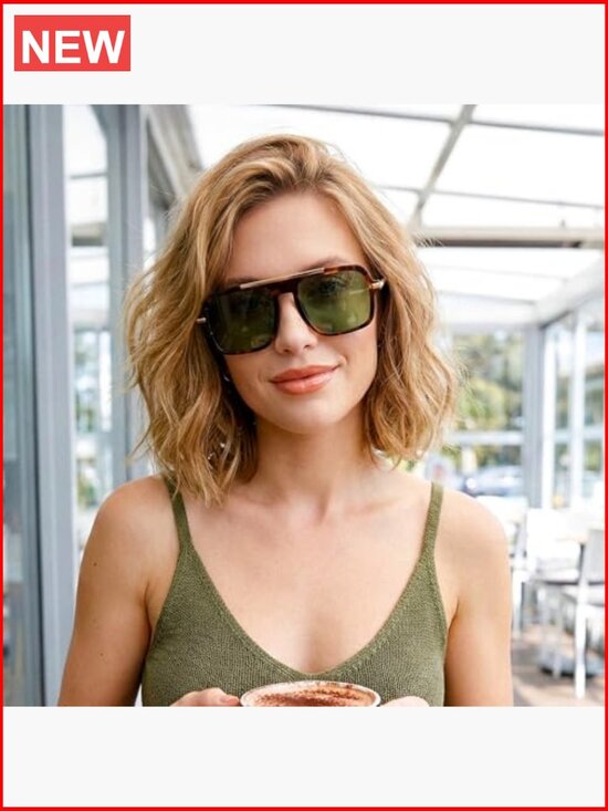 Retro Square Aviator Sunglasses with UV Protection for Women main image 5